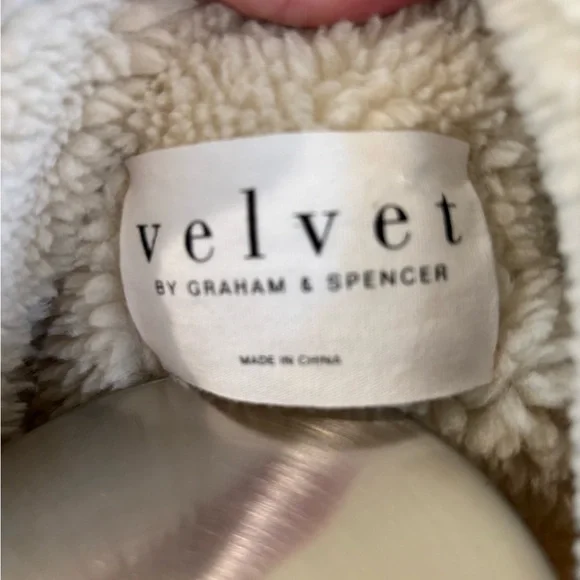 Velvet by Graham & Spencer Tan and Cream Teddy Jacket with Waterfall Collar - Picture 5 of 8